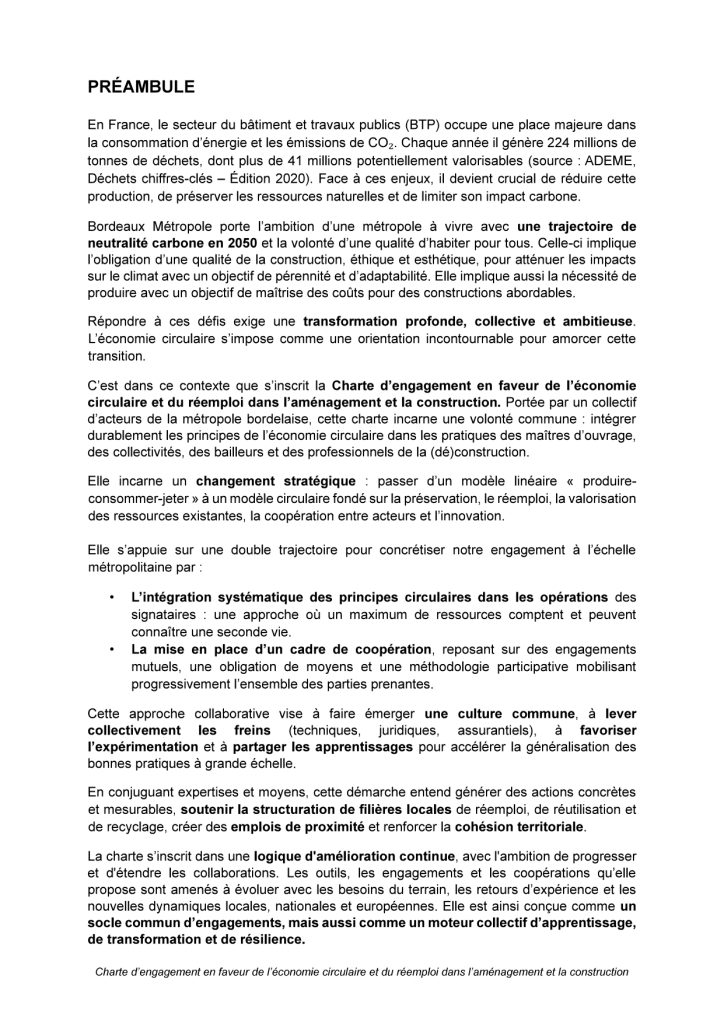 BMA signe la charte pour l’économie circulaire et le réemploi dans l’aménagement et la construction