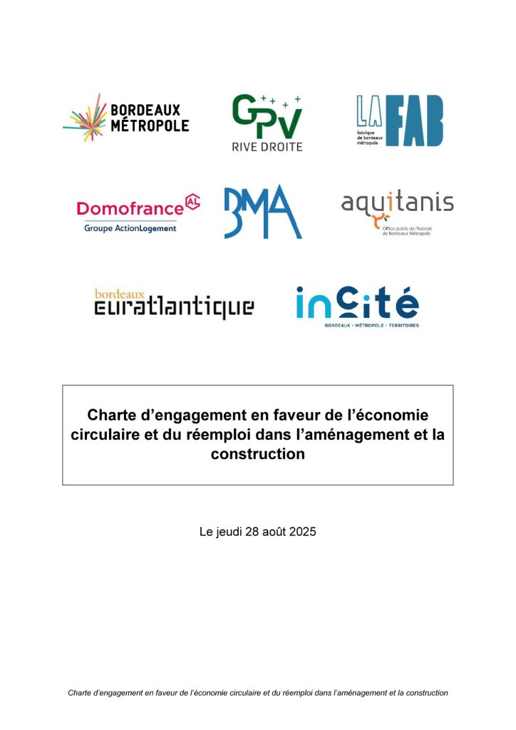 BMA signe la charte pour l’économie circulaire et le réemploi dans l’aménagement et la construction